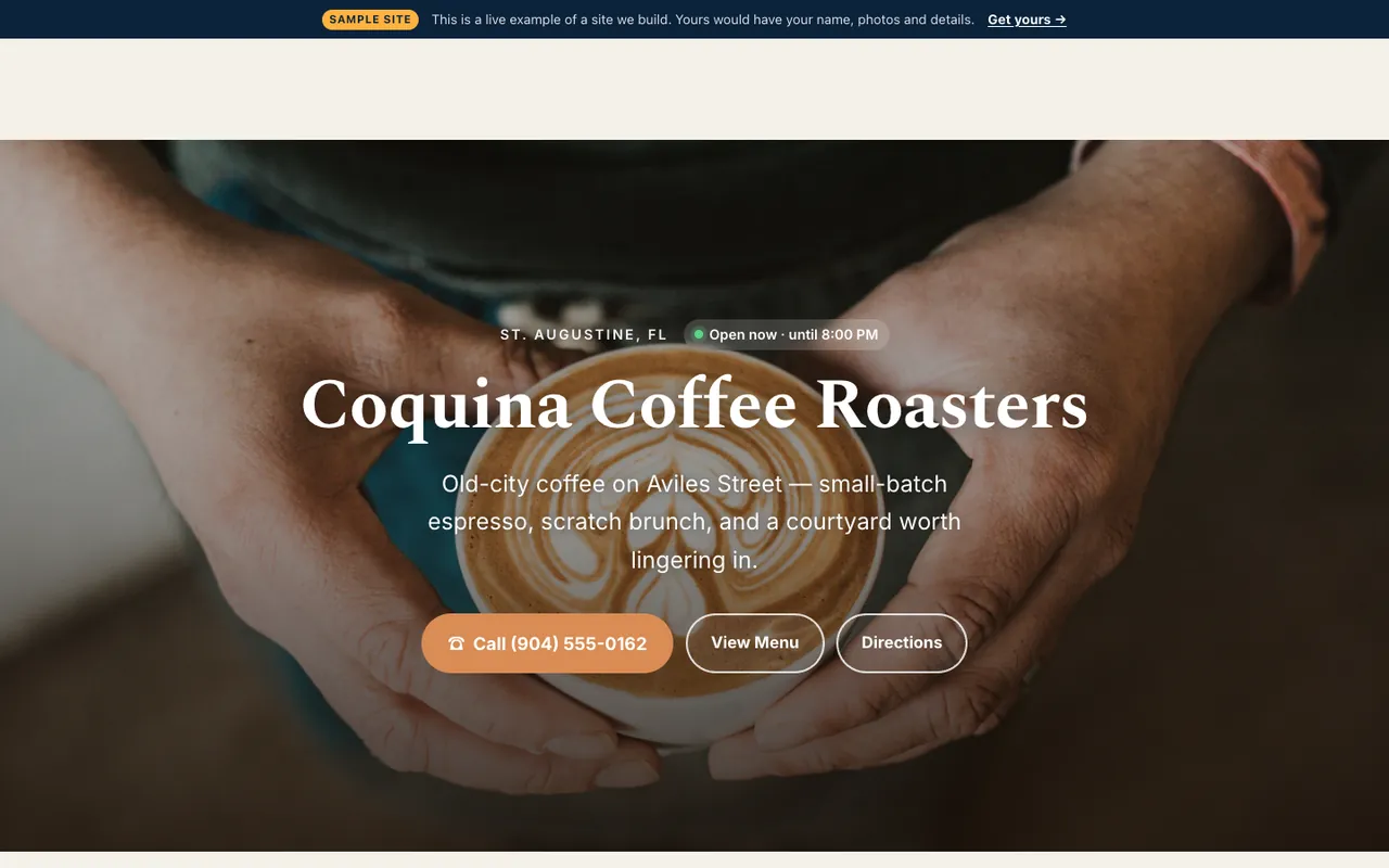 Growth-tier restaurant & café sample website by Florida AI Partners