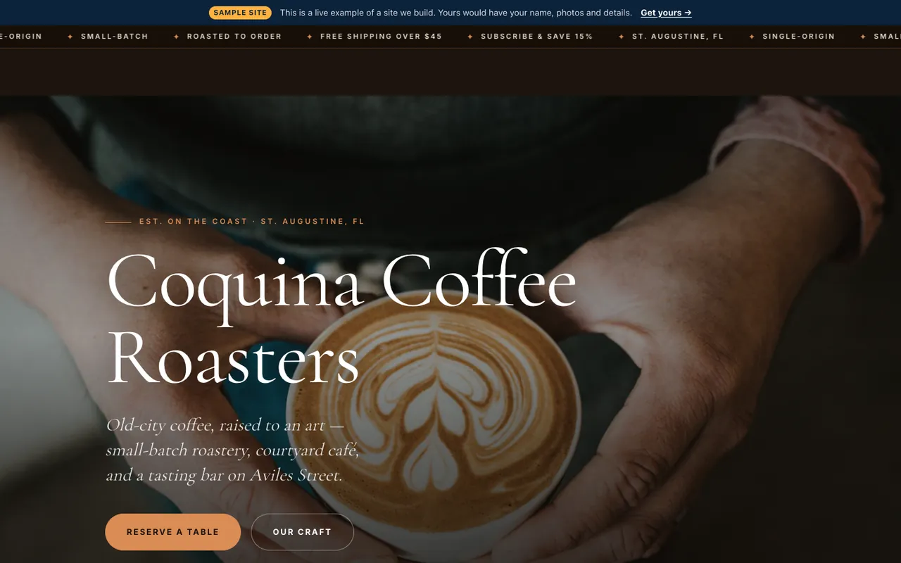 Signature-tier restaurant & café sample website by Florida AI Partners